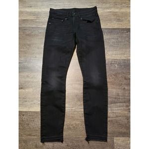 R13 Boy Skinny in Black Drop Hem Jeans Midrise Style# R13WM0086-847B Size 26 (ZZ